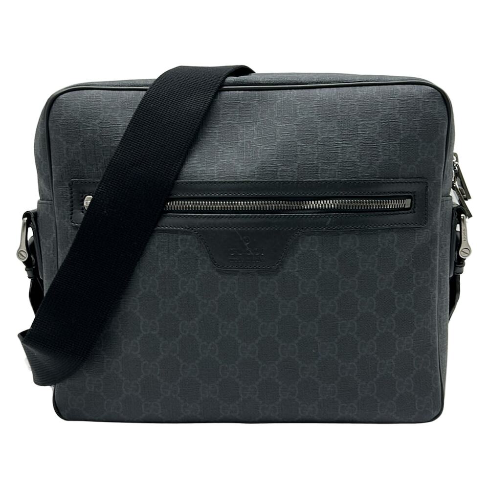 Gucci GG Shoulder Bag 368552 Black Dark Gray PVC Leather